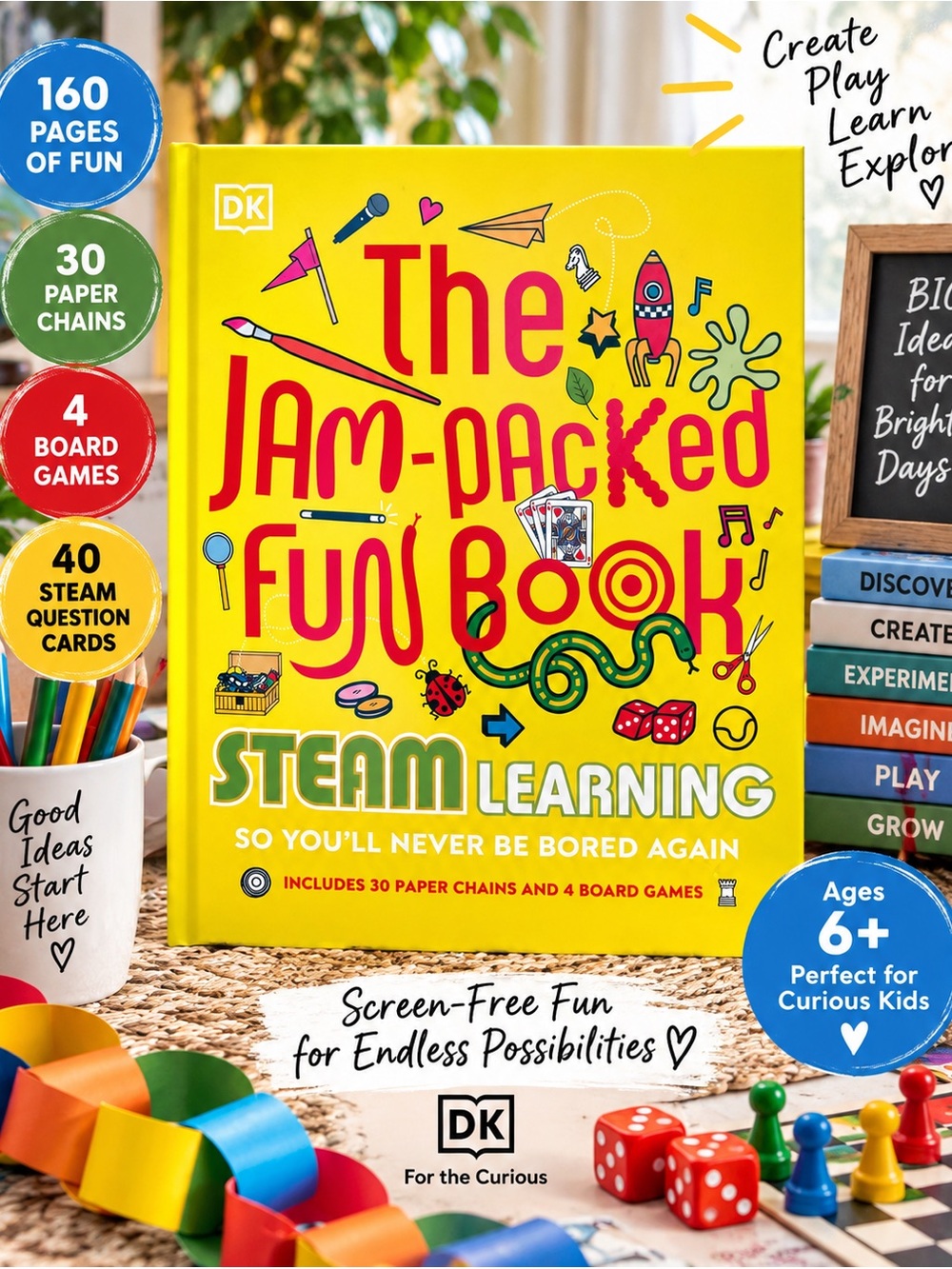 NEW DK Jam-Packed Fun Book STEAM Activities Games Crafts Kids Ages 6+